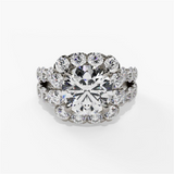 14K White Gold Split Shank Halo Round Natural Diamonds Engagement Ring