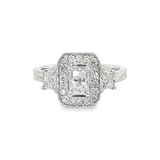 JT ESTATE 14K White Gold 1.00Ct Radiant Natural Diamonds Halo Engagement Ring