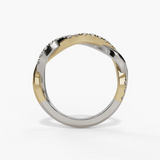 14K White And Yellow Gold Twist Natural Diamonds Band