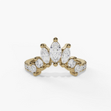14K Yellow Gold Curved Natural Diamonds Band