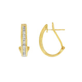 JT ESTATE  14K Yellow Gold 15Mm Oval Baguette Natural Diamond Hoops