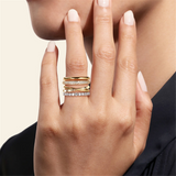 14K Yellow And White Gold Wide Band Easy-Stack Diamond Ring
