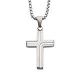 Steel Cross Drop Pendant with Round Box Chain