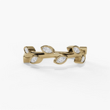14K Yellow Gold Floral Natural Diamonds Band