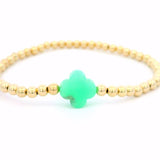 Gold Filled 4mm Beaded Bracelet With Large Chrysophase Petal