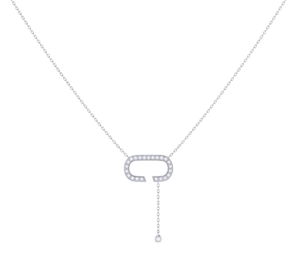 Sterling Silver ‘Celia’ C Drop Diamond Necklace