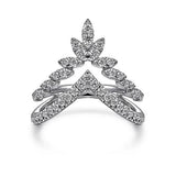 14K White Gold Curved Natural Diamonds Band