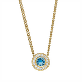 Gold Vermeil December Birthstone Simulated Blue Topaz Halo Pendant