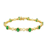 JT ESTATE 14K Yellow Gold Emerald And Diamond Fancy Link Bracelet