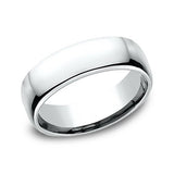 14K White Gold 6.5mm Euro Comfort Fit Straight Wedding Band