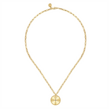 14K Yellow Gold Textured Diamond Medallion Paperclip Chain Necklace