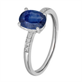 September Birthstone Rings: 14K White Gold Diamond And Sapphire Ring