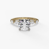 14K Yellow And White Gold Modern Round Natural Diamonds Engagement Ring