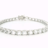 Sterling Silver April Birthstone Oval White Topazes Tennis Bracelet