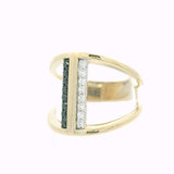 14K Yellow And Black Rhodium Geometric Natural Diamonds Ring
