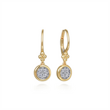 14K Yellow And White Gold Diamond Lever Back Bujukan Dangle Earrings