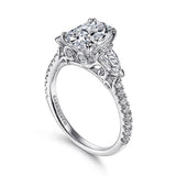 14K White Gold 'Sookie' Three Stone Oval Diamond Engagement Ring