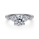 14K White Gold 'Monty' Three Stone Round Diamond Engagement Ring