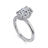 14K White Gold 'Rainah' Hidden Halo Oval Diamond Engagement Ring