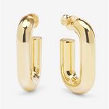 18K Yellow Gold Overlay 'Frankie' Oval Tube Medium Hoops