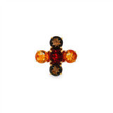 JT ESTATE 14K Yellow Gold Smokey Quartz, Garnet, And Citrine Cross Ring
