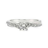 18K White Gold 0.33Ct Round Diamond Twist Engagement Ring