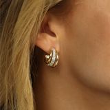 18K Yellow Gold Overlay 'Oh She Fancy' Smooth and Cubic Zirconia Hoops