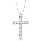14K White Gold Natural Diamonds Cross Pendant
