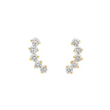 14K Yellow Gold Climber Natural Diamonds Earrings