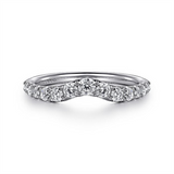 14K White Gold Curved French Pavé Diamond Wedding Band