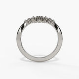 14K White Gold Curved Natural Diamonds Band