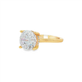 14K Yellow Gold Hidden Halo Cathedral Round Diamond Engagement Ring