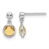 Sterling Silver Citrine And Diamond Dangle Earrings