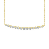 14K Yellow Gold Natural Diamonds Curved Bar Necklace