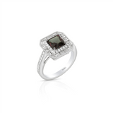 18K White Gold Square Color Change Garnet Halo Ring