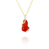 18K Yellow Gold Fire Opal Free Form Pendant