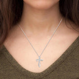 Sterling Silver Infinity Diamond Cross Pendant Necklace