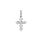18K White Gold Natural Diamond Cross Pendant