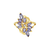JT ESTATE 14K Yellow Gold Marquise Tanzanite And Diamond Cluster Ring