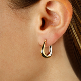14K Yellow And White Gold Plain Twist Hoop Earrings