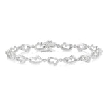 Sterling Silver Natural Diamonds Fancy Link Bracelet