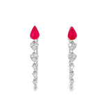 14K White Gold Rubies And Diamonds Dangle Earrings
