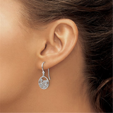 Sterling Silver Flower Dangle Natural Diamonds Earrings