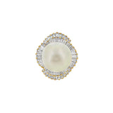 JT ESTATE 14K Yellow Gold South Sea Pearl And Diamond Ballerina Ring