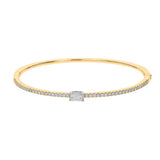 18K Yellow And White Gold Natural Diamonds Bangle Bracelet