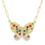 14K Yellow Gold Multi-Colored Stones Animal Necklace