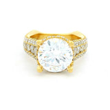 18K Yellow Gold Hidden Halo Round Natural Diamonds Natural Diamonds Engagement Ring