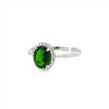 14K White Gold Oval Russalite Halo Ring