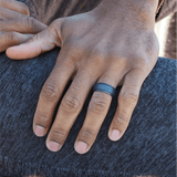 Charcoal Grey Step Edge Silicone Wedding Band