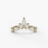 14K Yellow Gold Curved Natural Diamonds Band